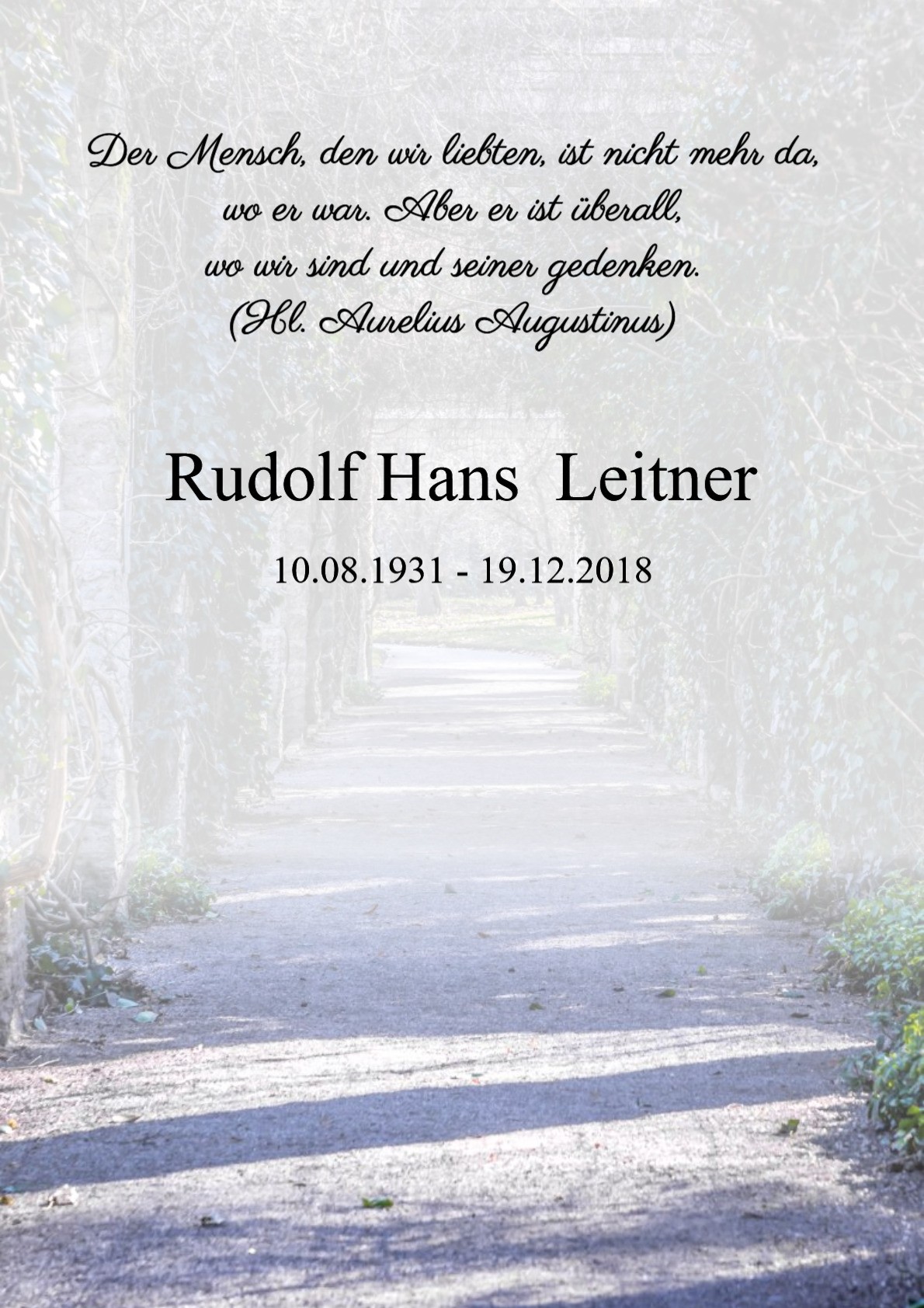 Traueranzeige von Rudolf Hans Leitner