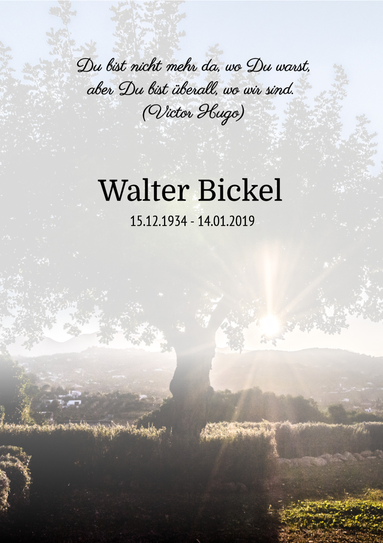 Traueranzeige von Walter Bickel