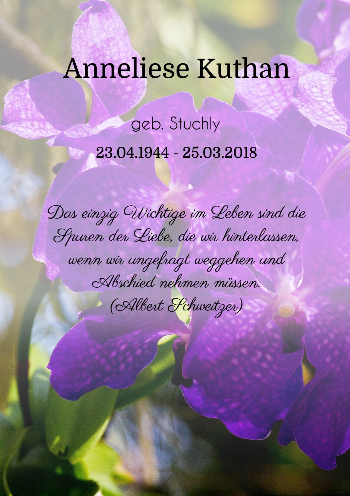 Traueranzeige von Anneliese Kuthan