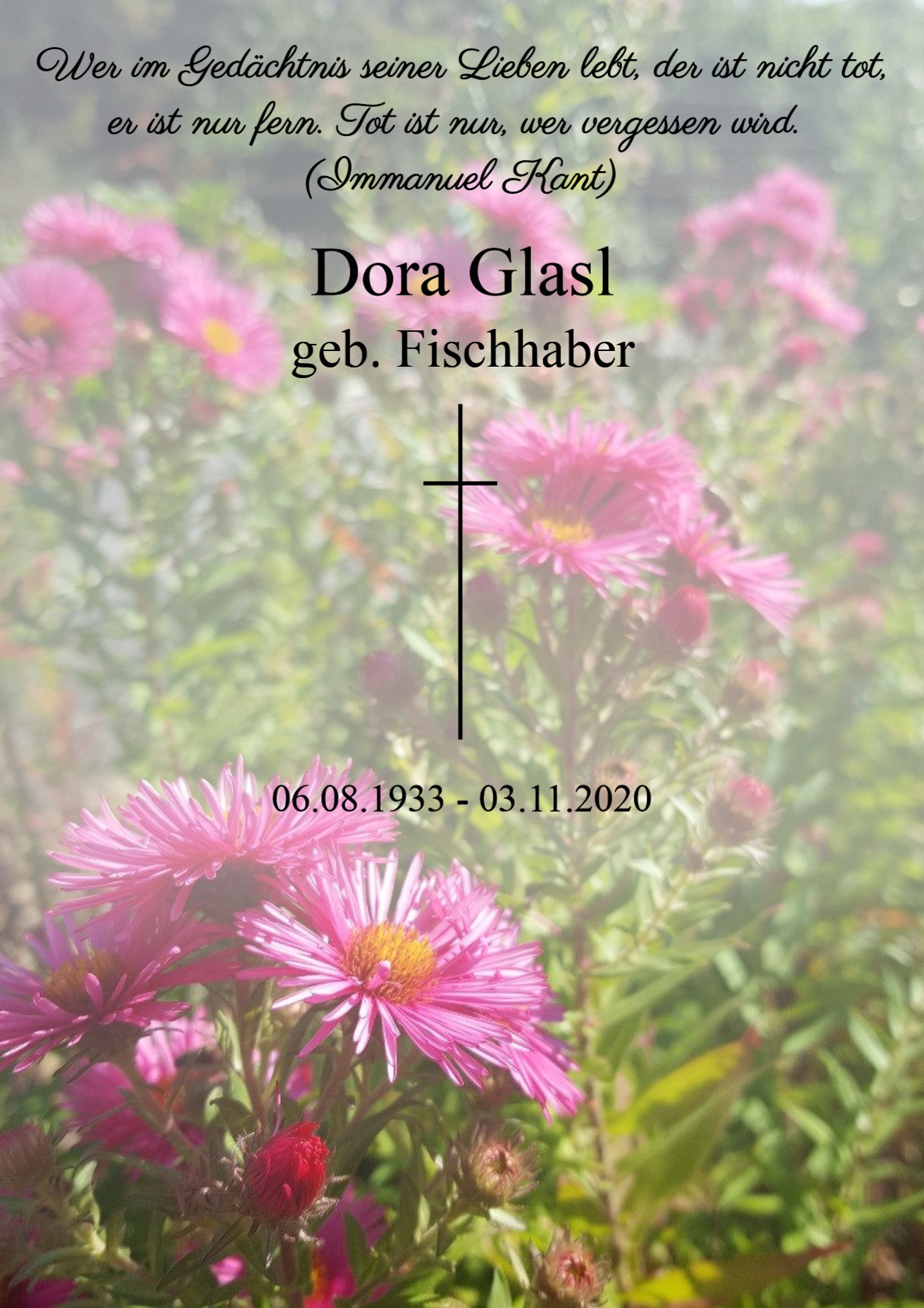Traueranzeige von Dora Glasl