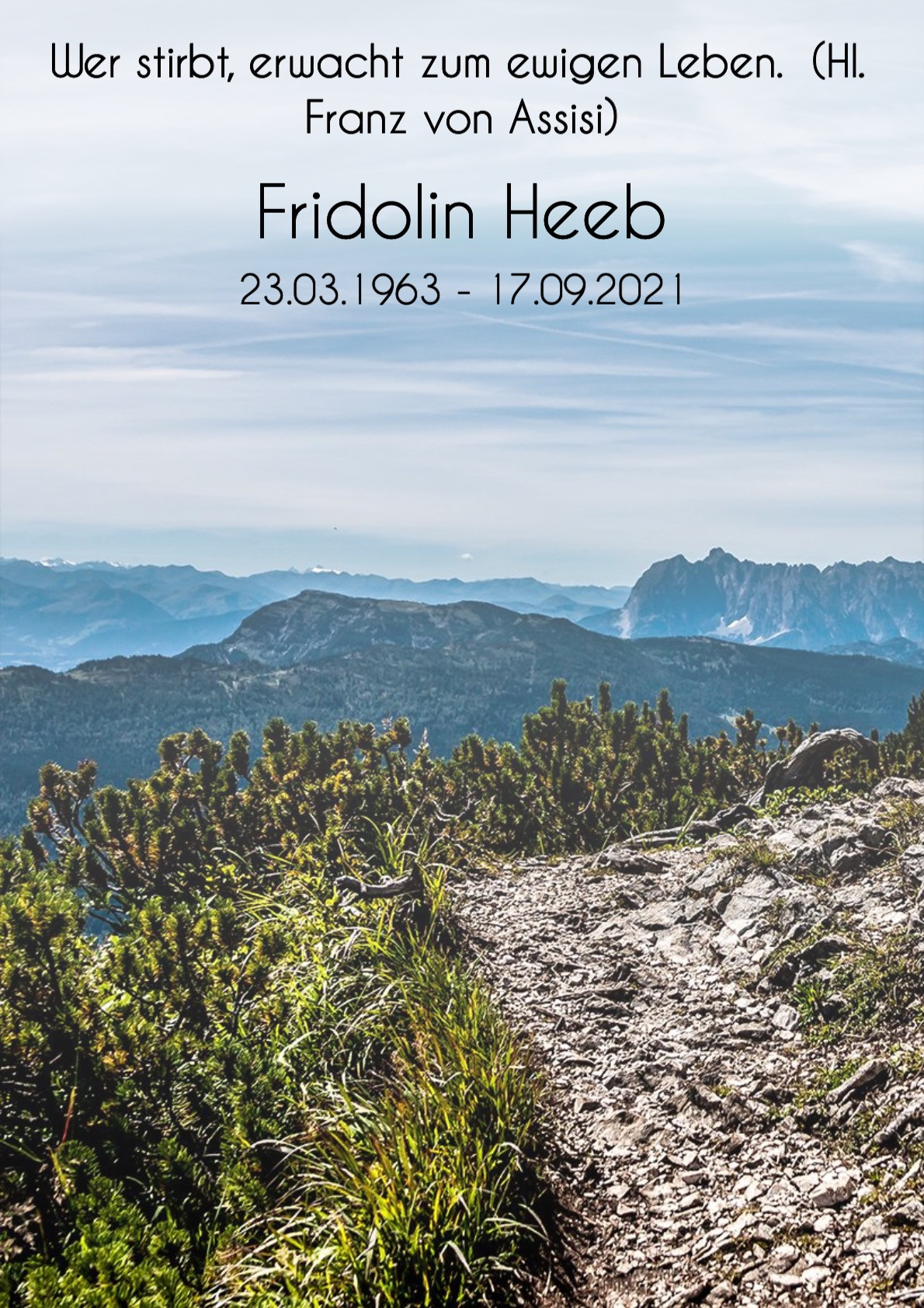 Traueranzeige von Fridolin Heeb
