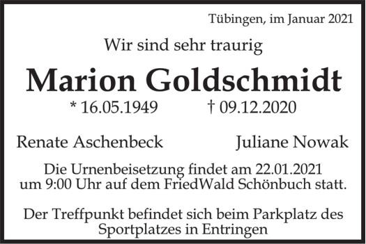 Traueranzeige von Marion Goldschmidt