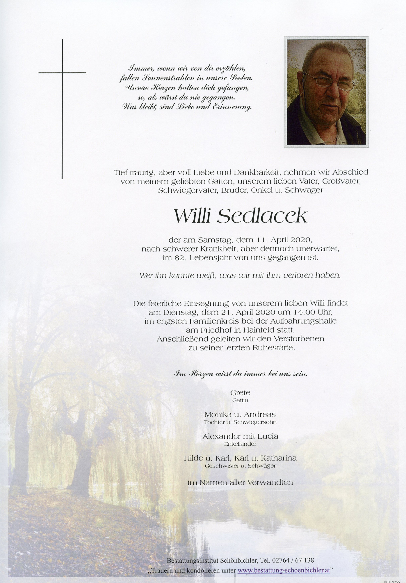 Traueranzeige von Willi Sedlacek