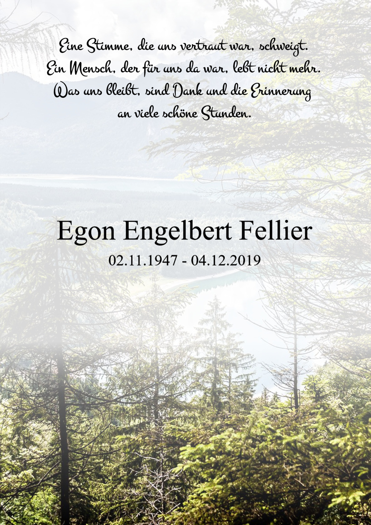 Traueranzeige von Egon Engelbert Fellier