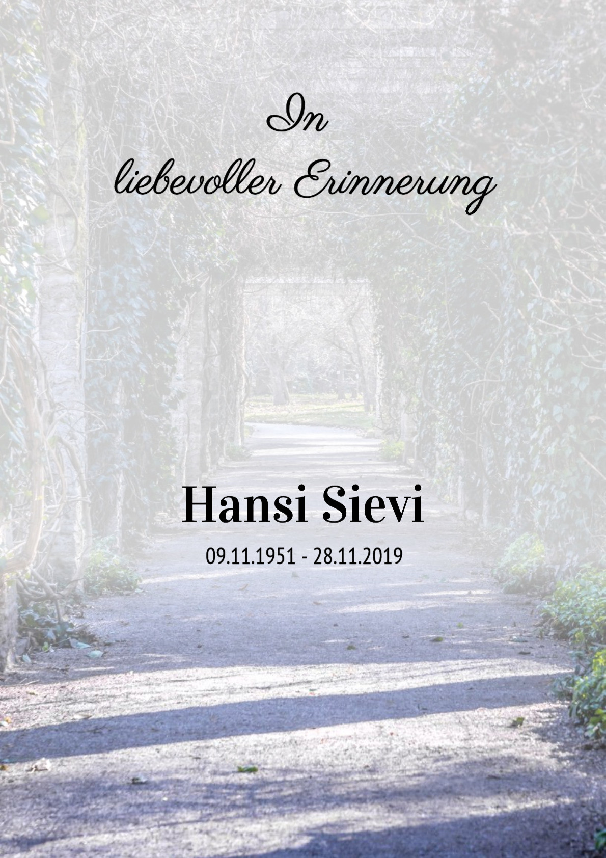 Traueranzeige von Hansi Sievi