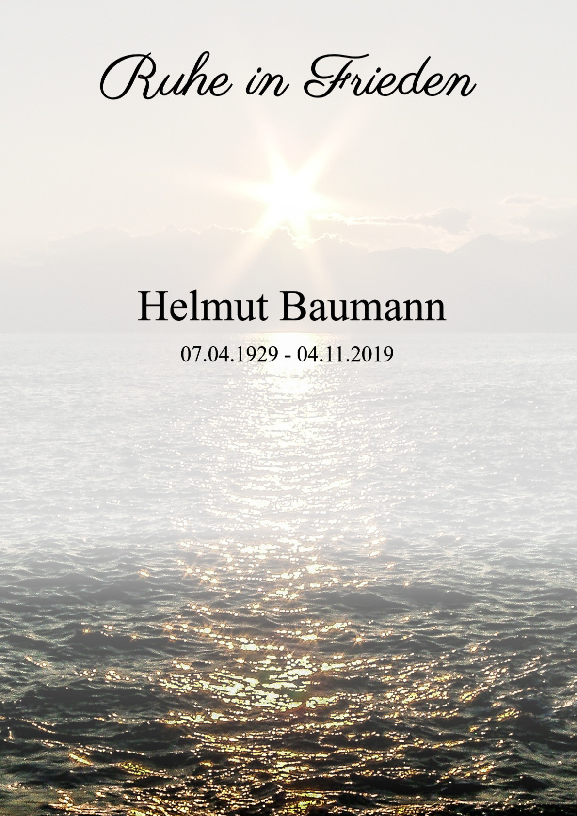 Traueranzeige von Helmut Baumann