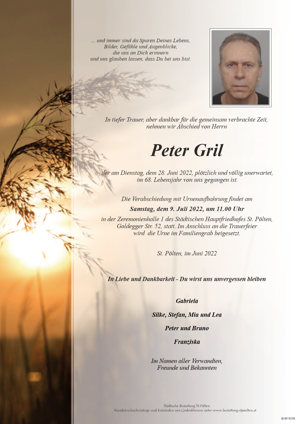 Traueranzeige von Peter Gril
