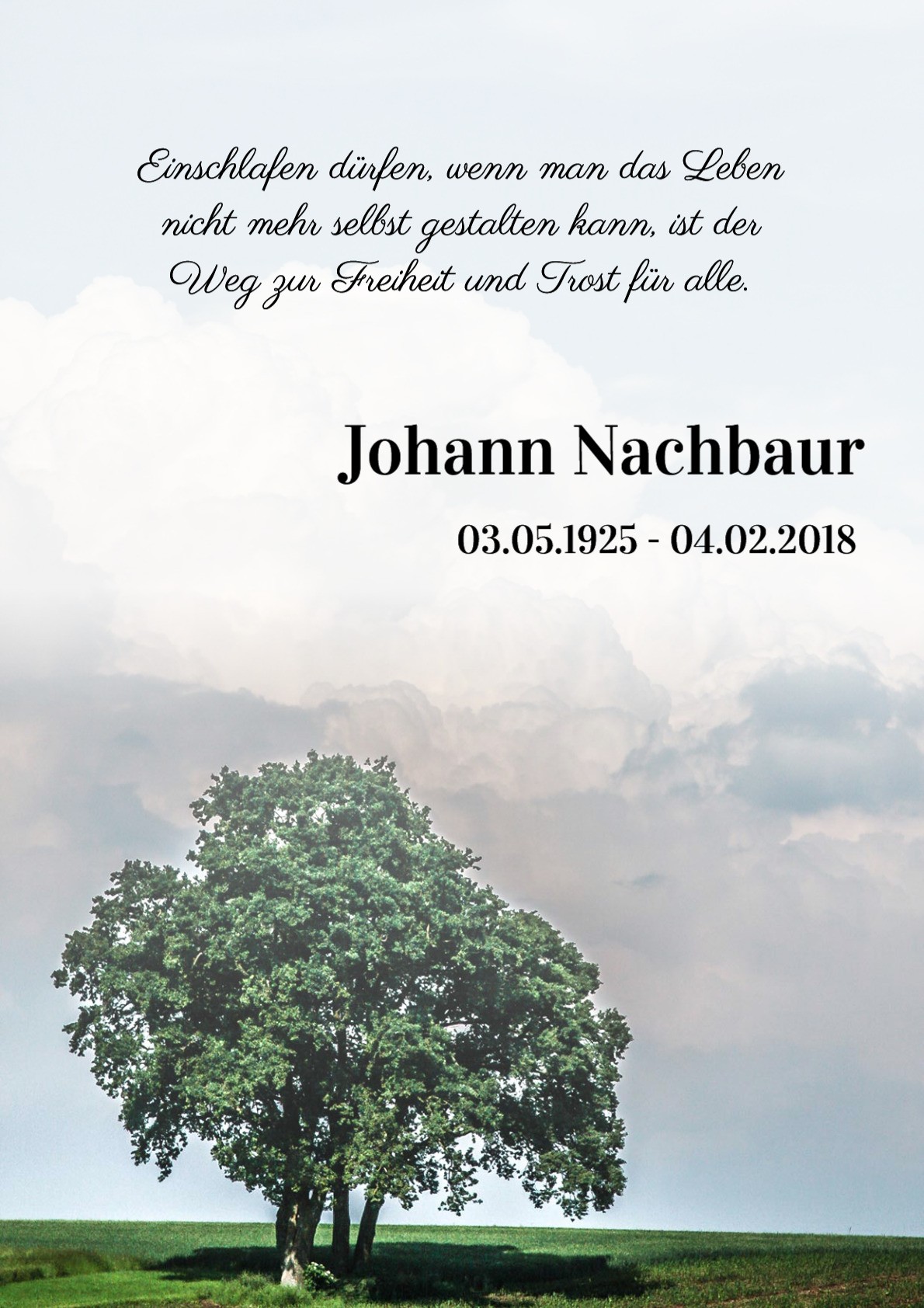 Traueranzeige von Johann Nachbaur
