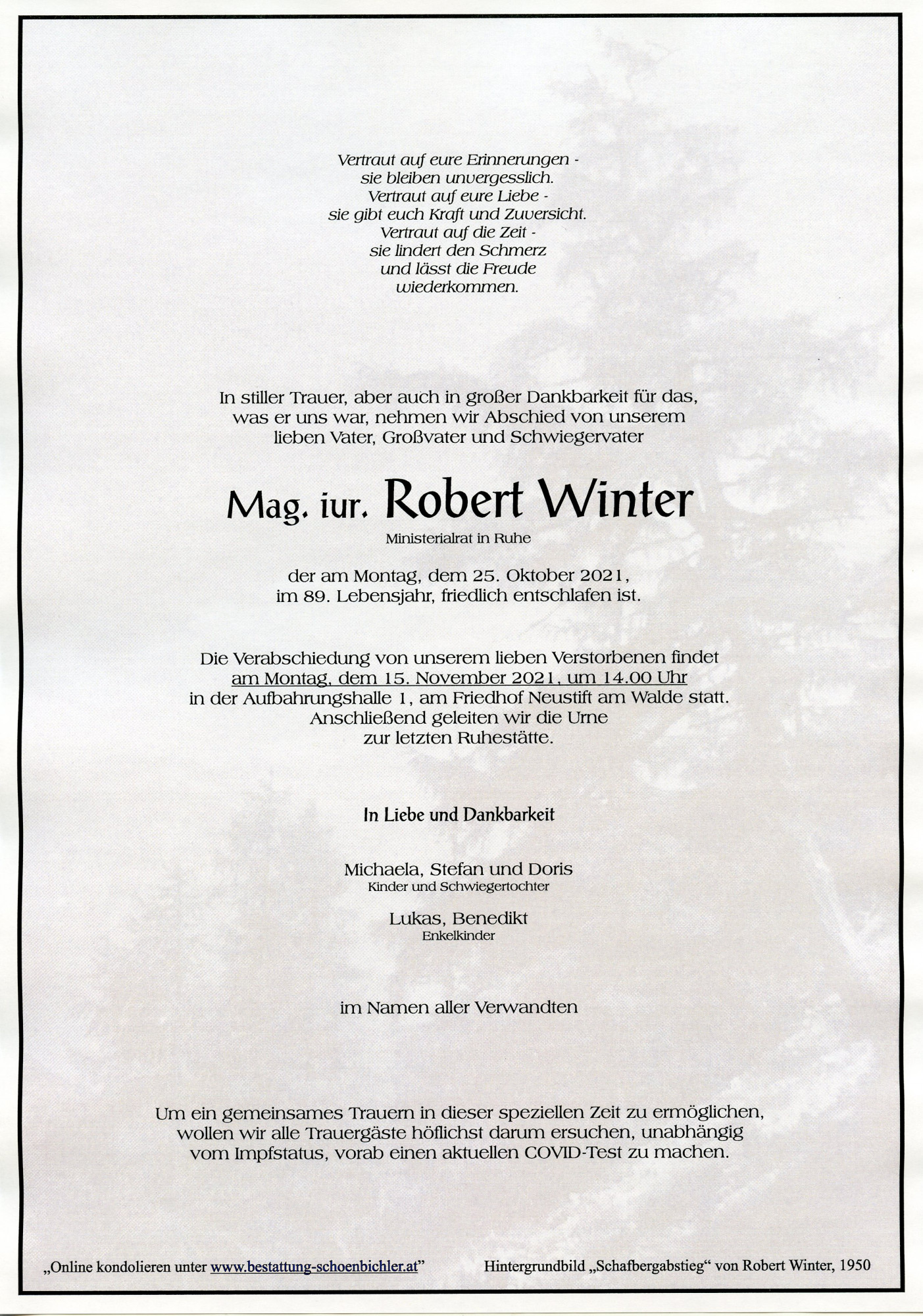 Traueranzeige von Robert Winter