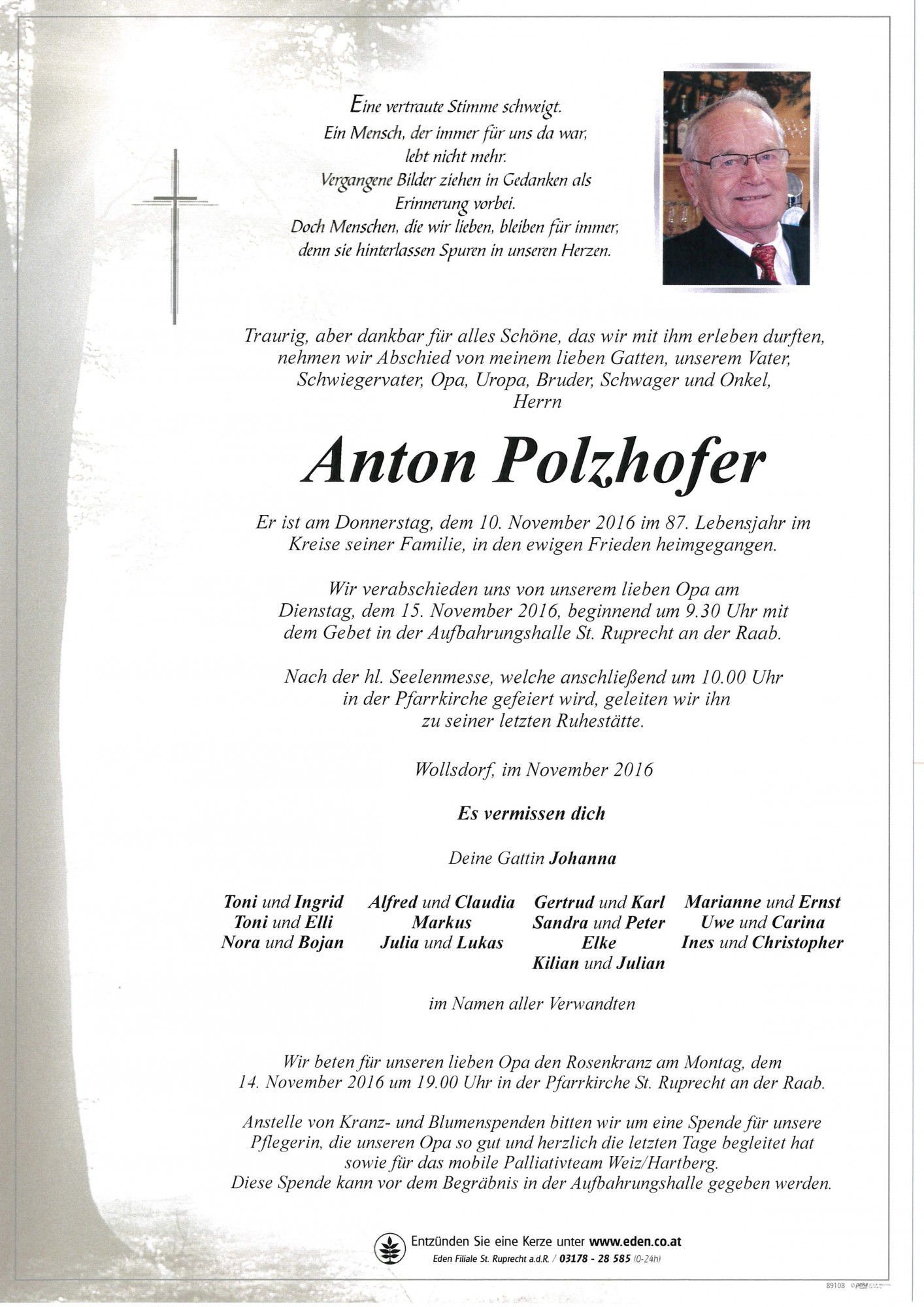 Traueranzeige von Anton Polzhofer