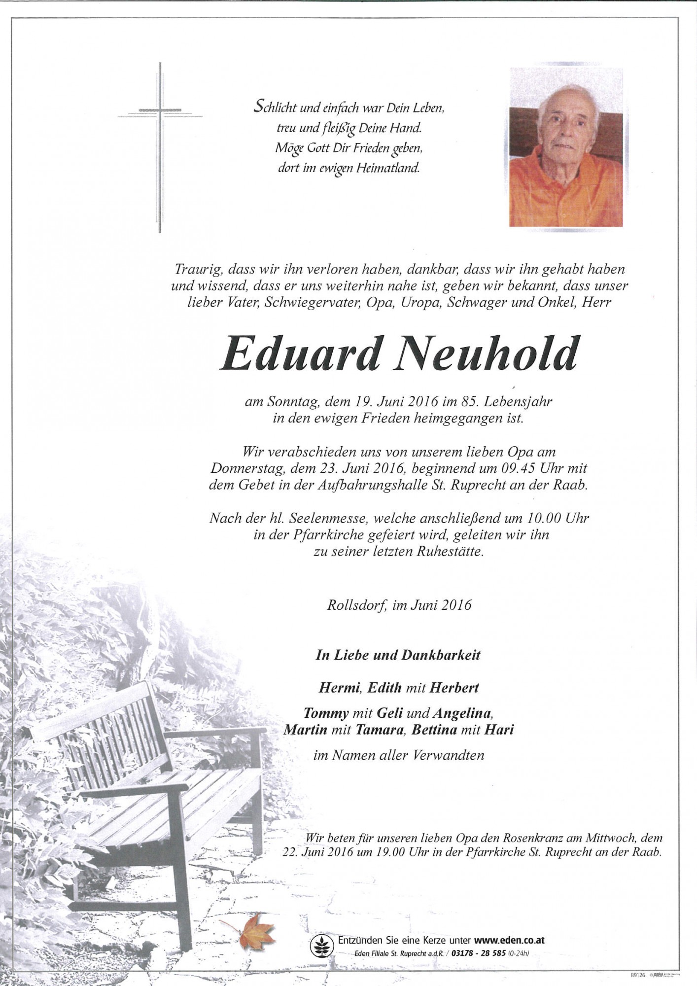 Traueranzeige von Eduard Neuhold