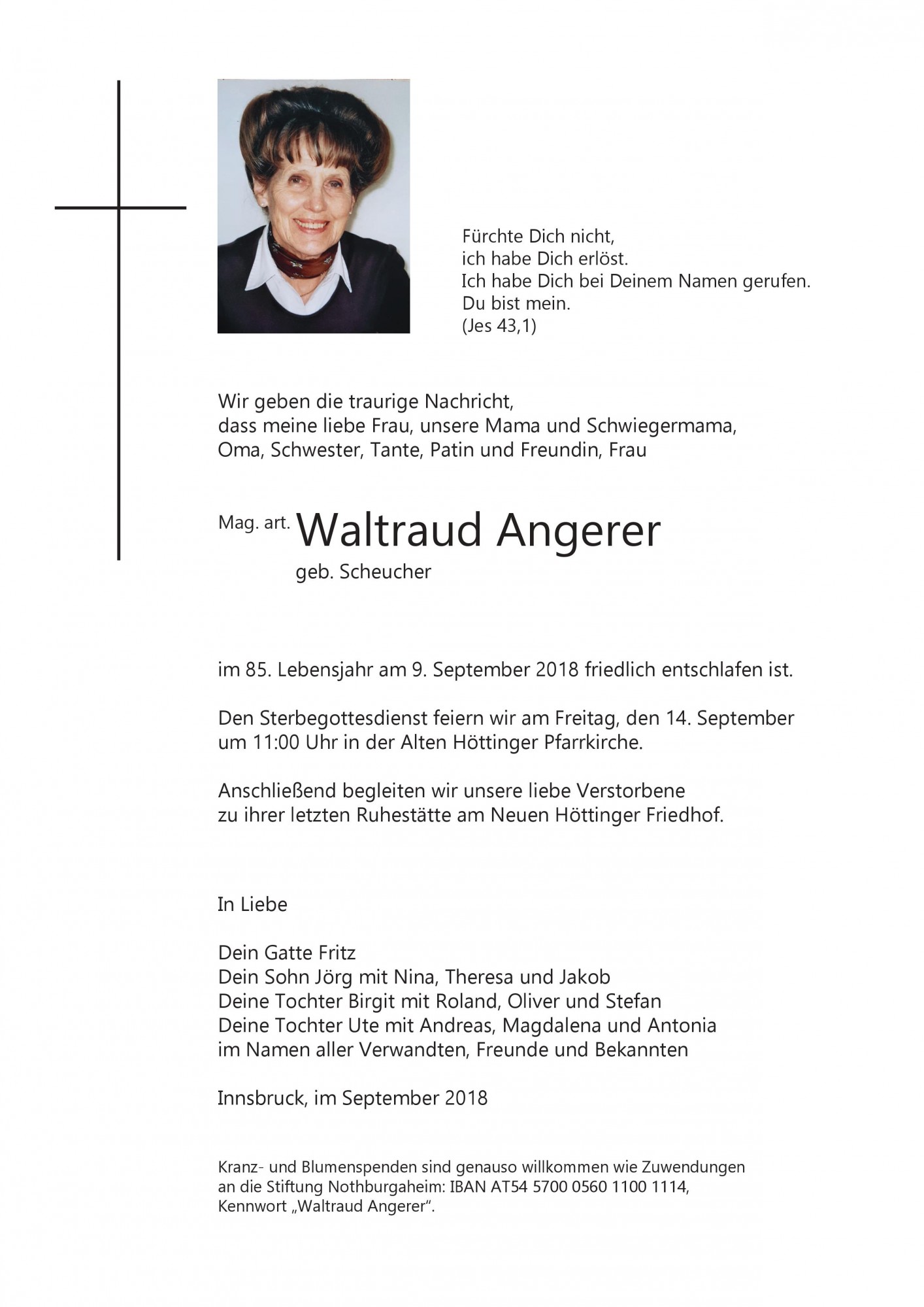 Traueranzeige von Mag. art. Waltraud Angerer