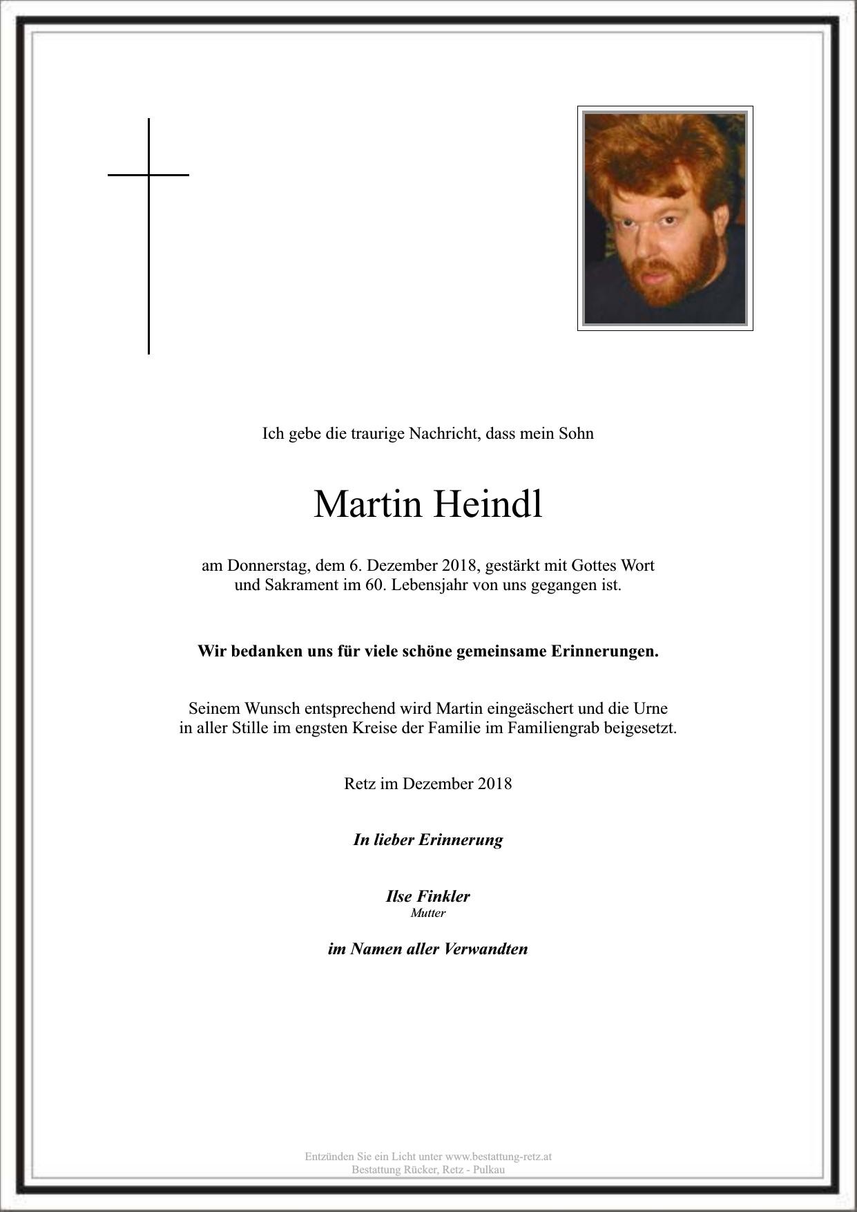 Traueranzeige von Martin Heindl
