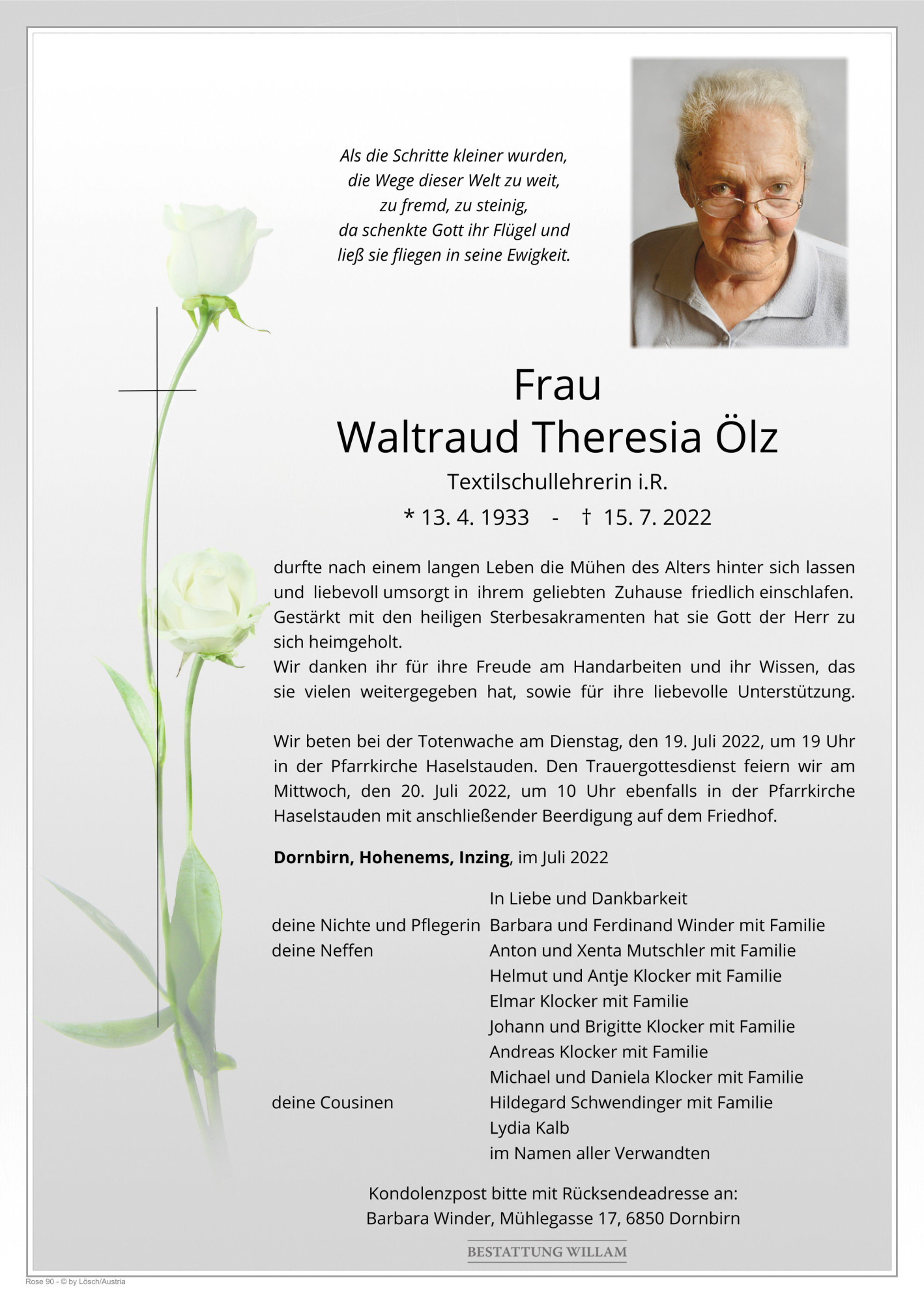 Traueranzeige von Waltraud Theresia Ölz