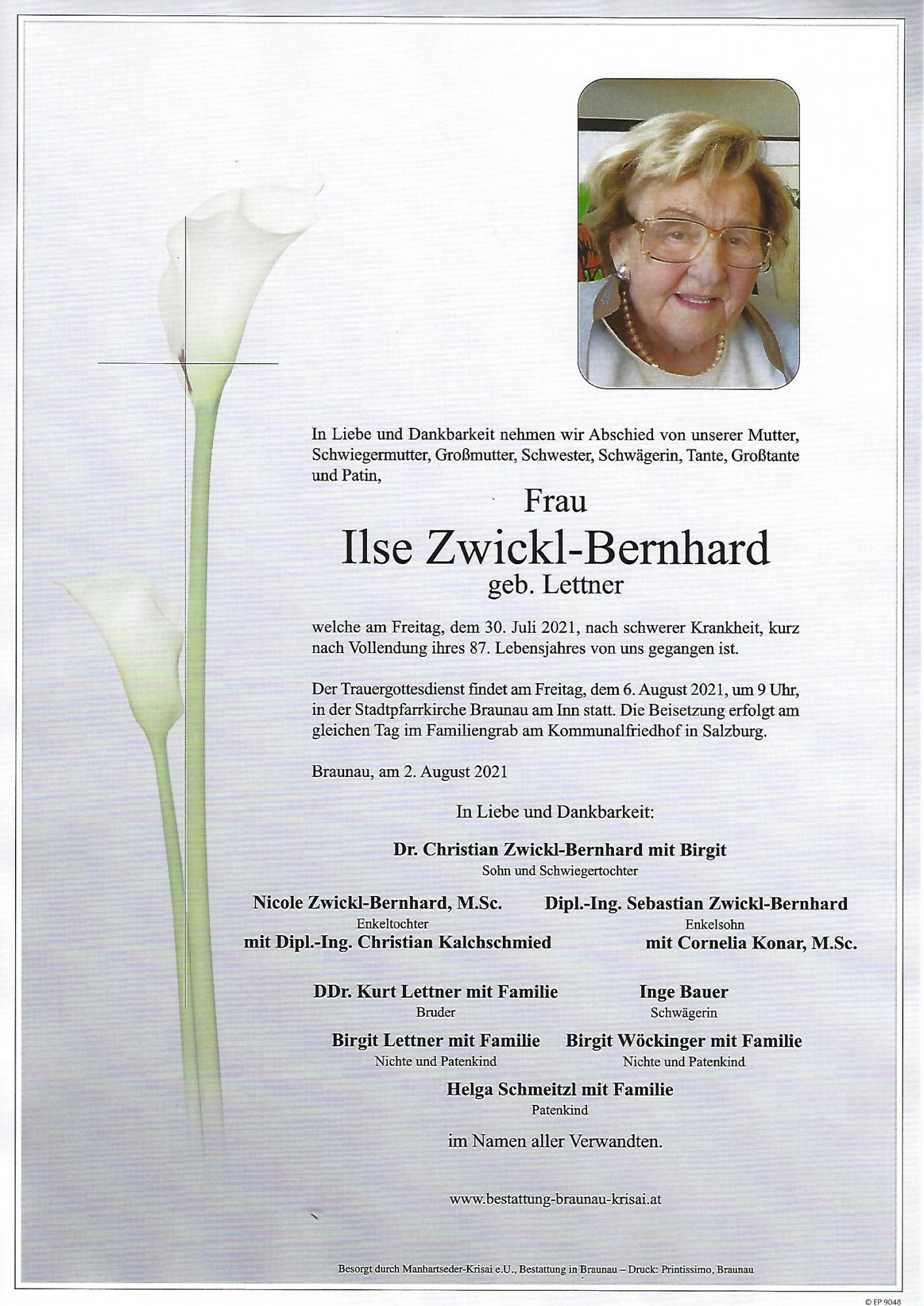 Traueranzeige von Ilse Zwickl-Bernhard