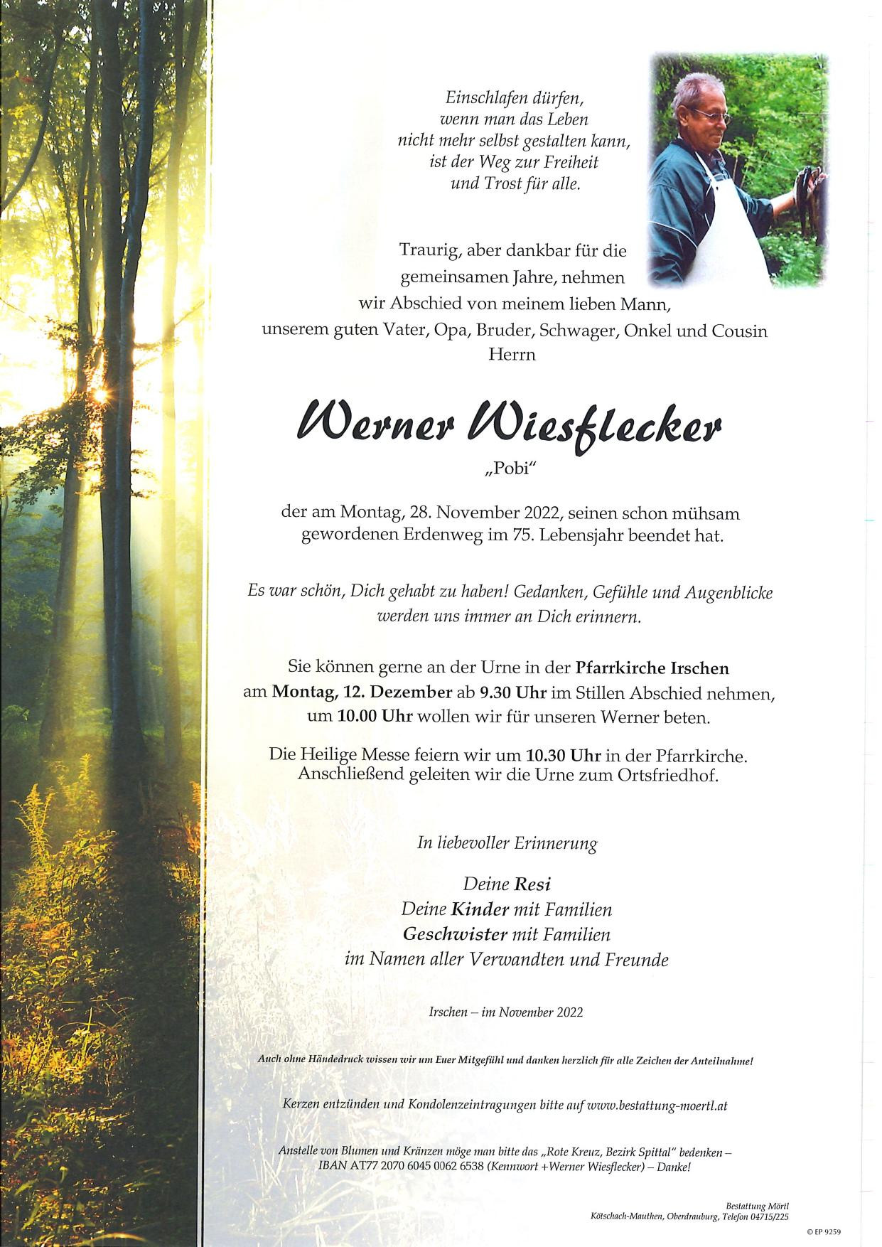 Traueranzeige von Werner Wiesflecker