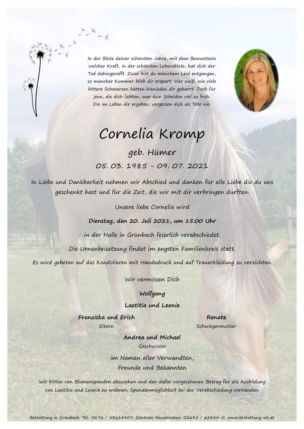 Traueranzeige von Cornelia Kromp
