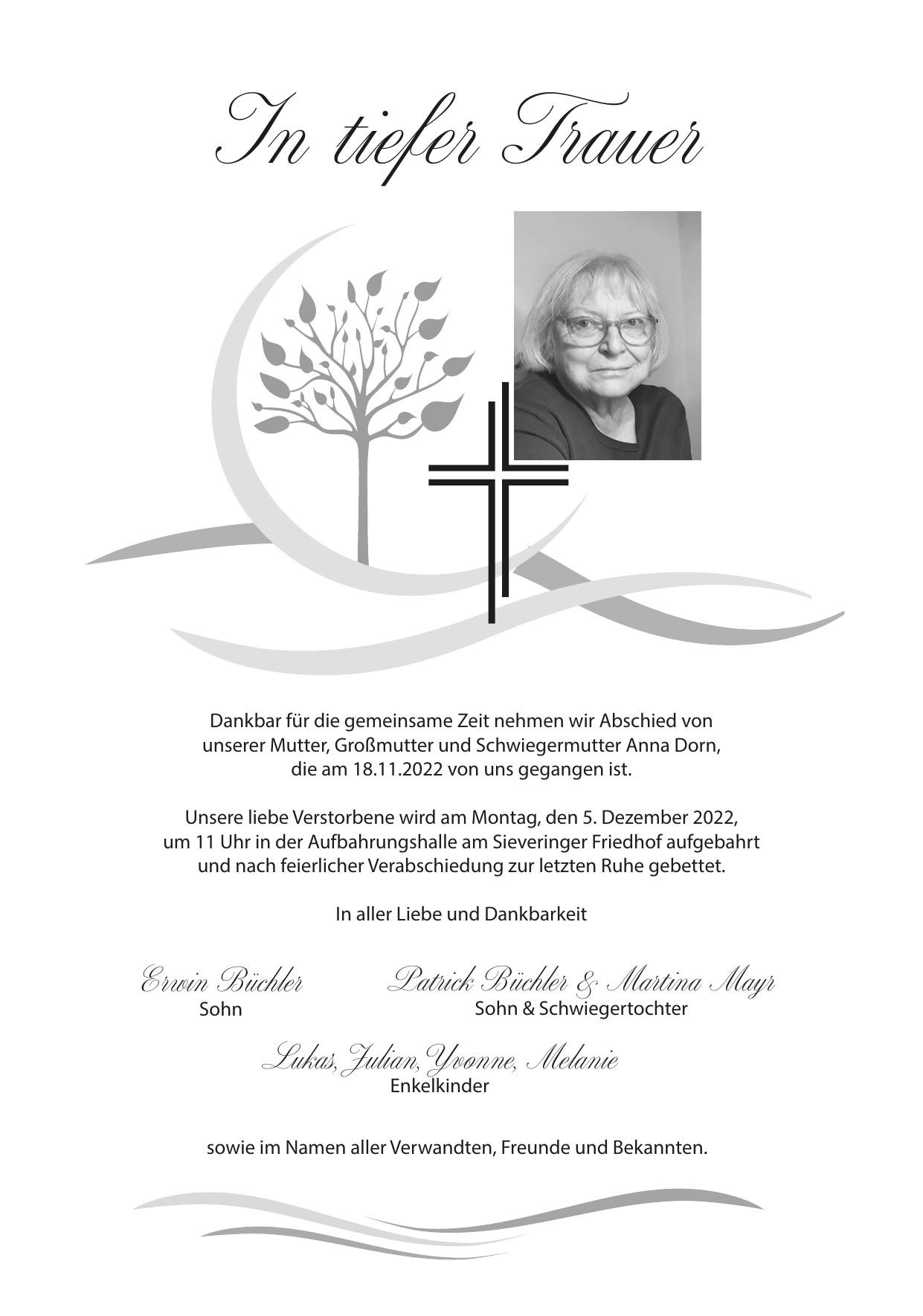 Traueranzeige von Anna Dorn
