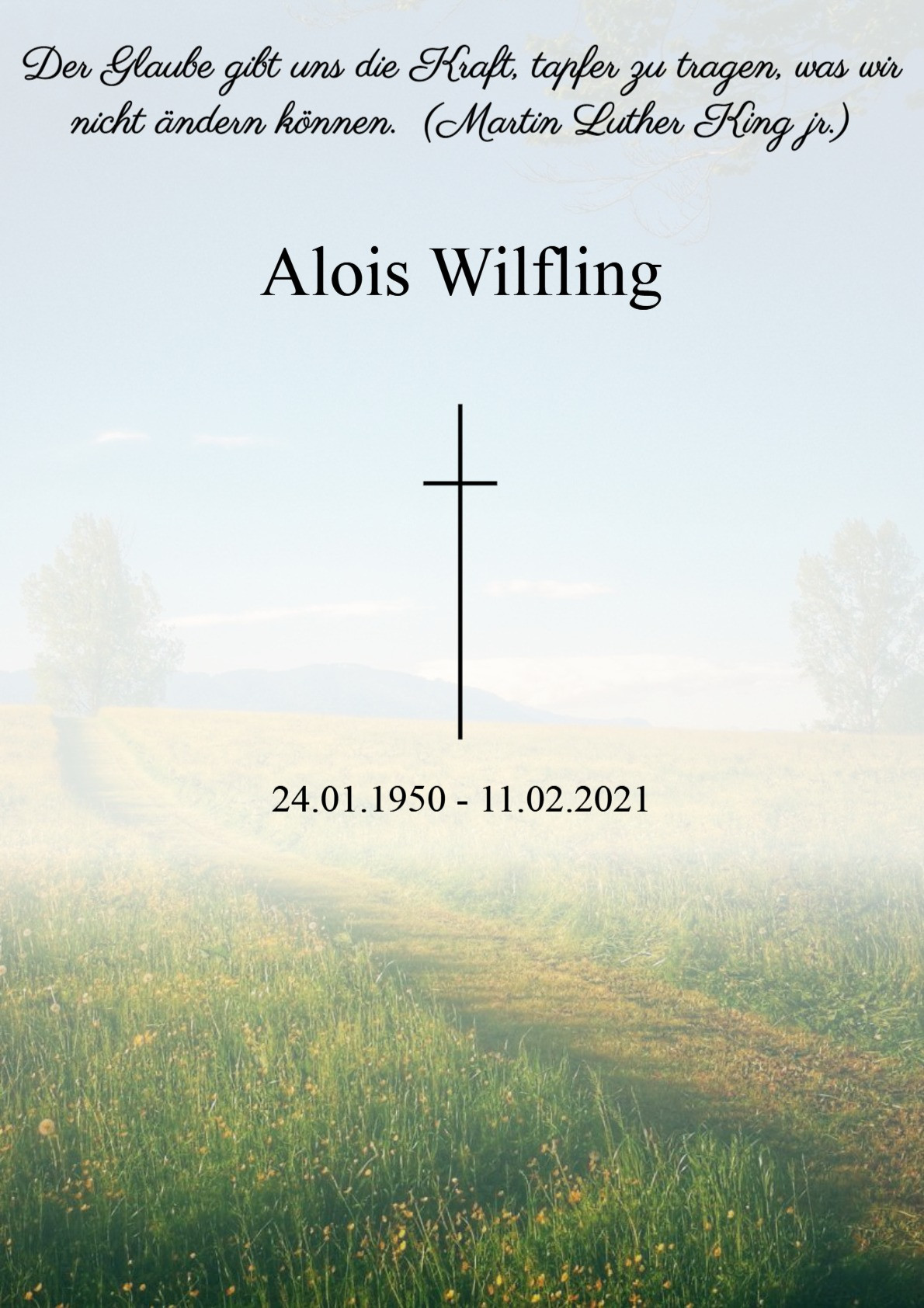 Traueranzeige von Alois Wilfling