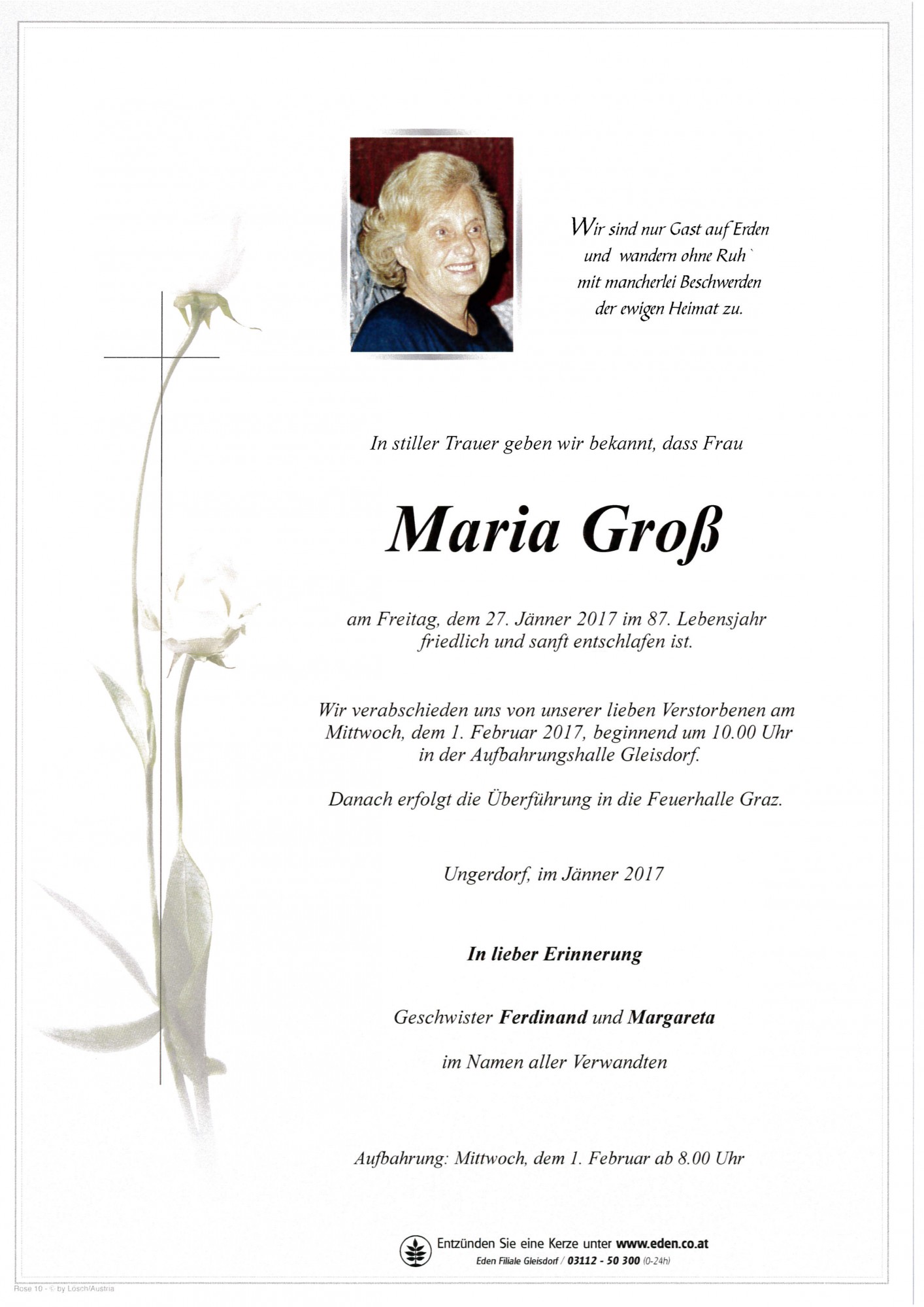 Traueranzeige von Maria Groß
