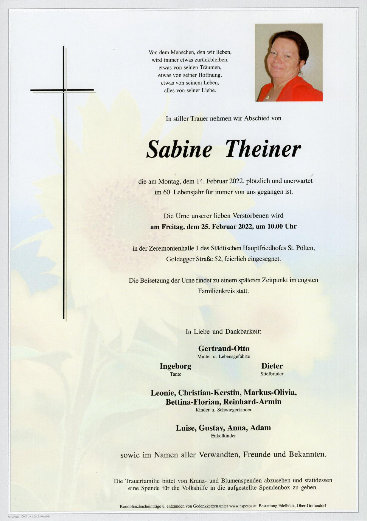 Traueranzeige von Sabine Theiner