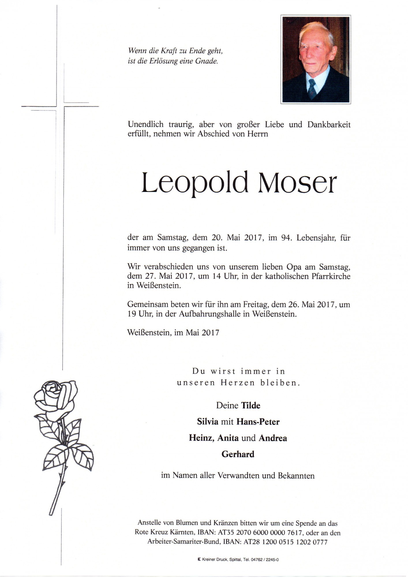 Traueranzeige von Leopold Moser