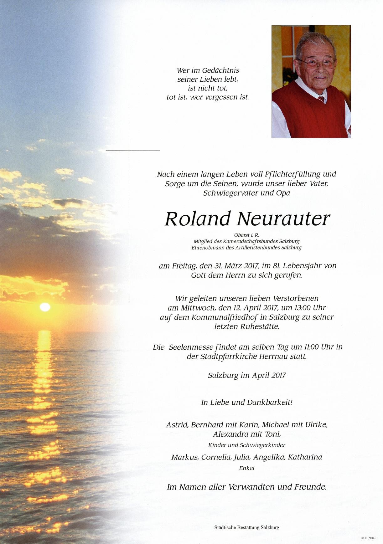 Traueranzeige von Roland Neurauter