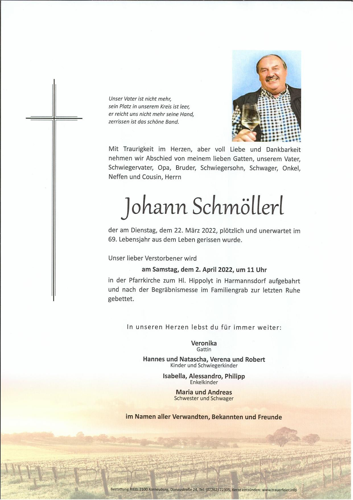 Traueranzeige von Johann Schmöllerl