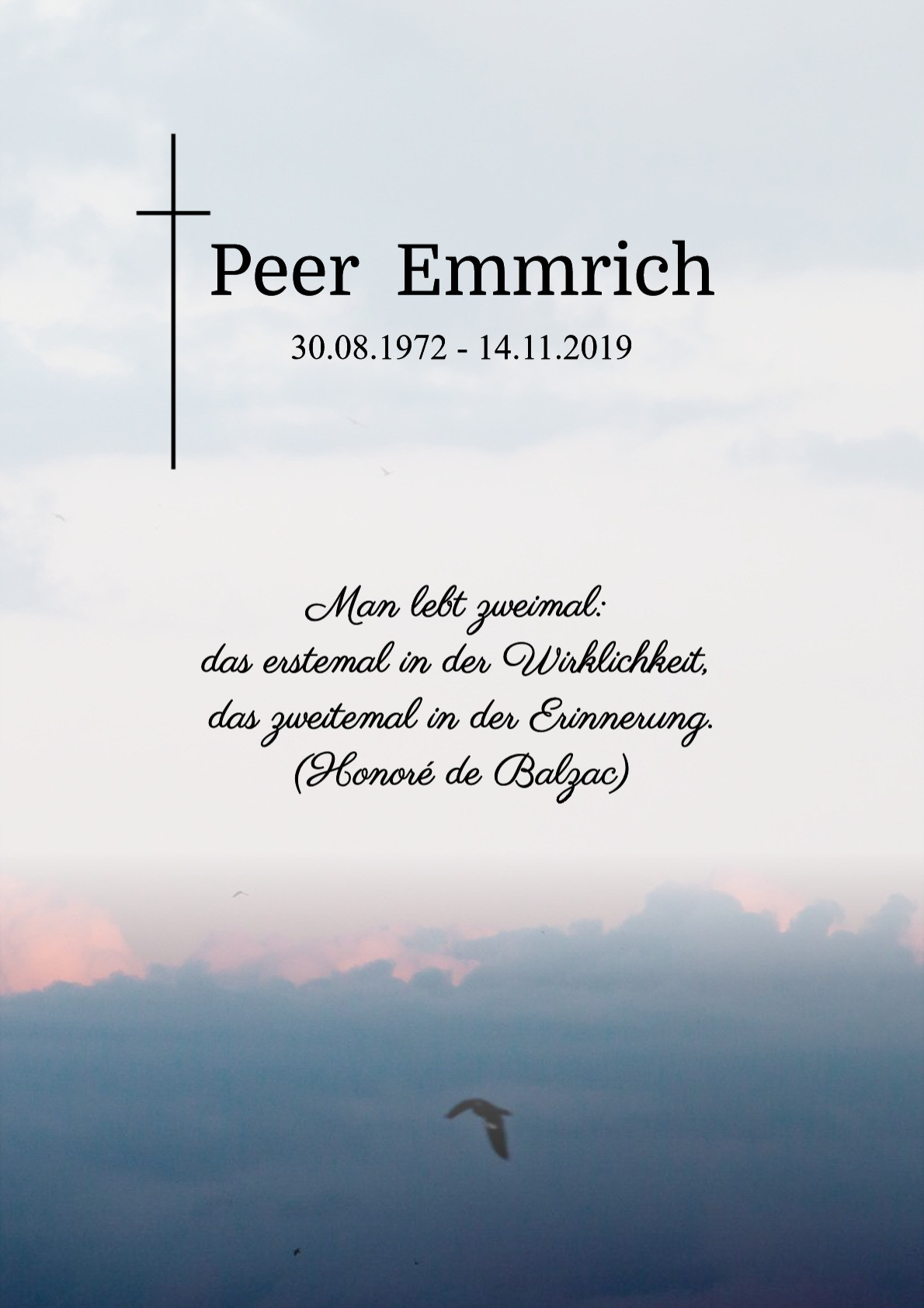 Traueranzeige von Peer Emmrich
