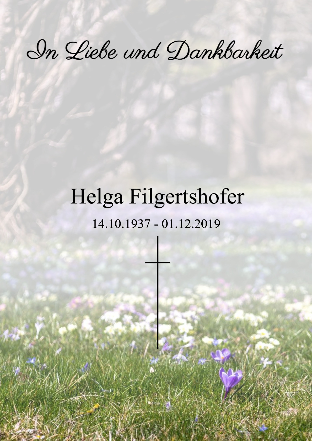 Traueranzeige von Helga Filgertshofer