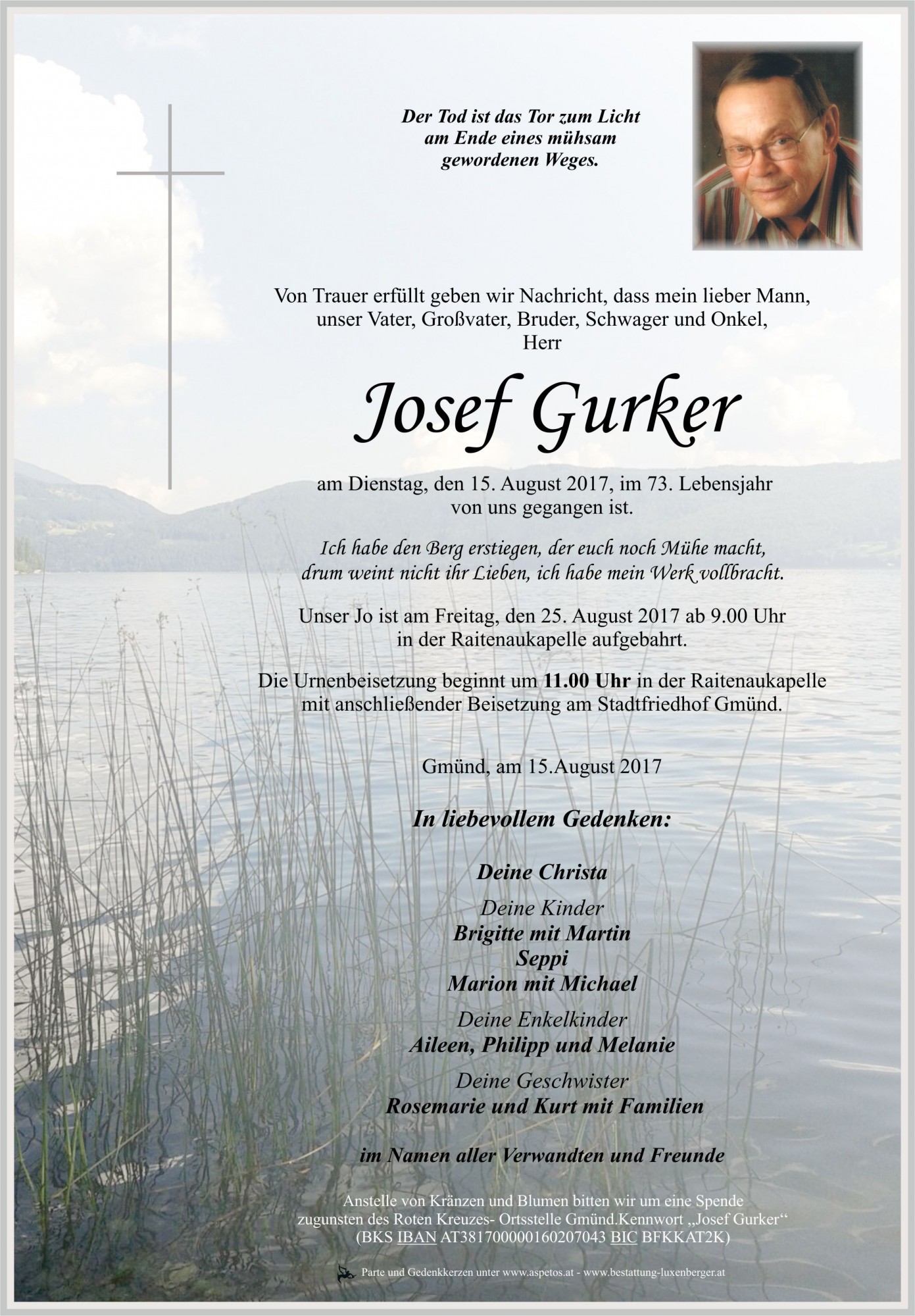 Traueranzeige von Josef Gurker