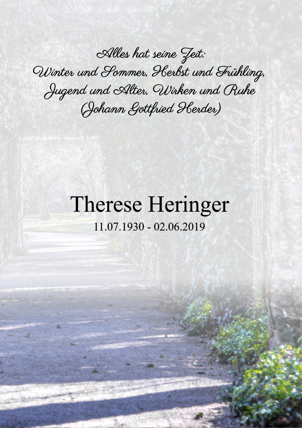 Traueranzeige von Therese Heringer