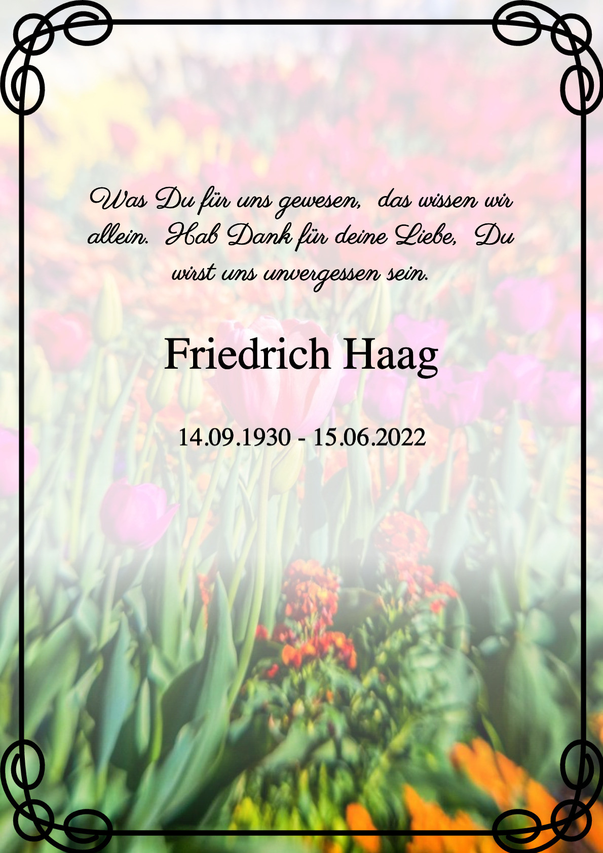 Traueranzeige von Friedrich Haag