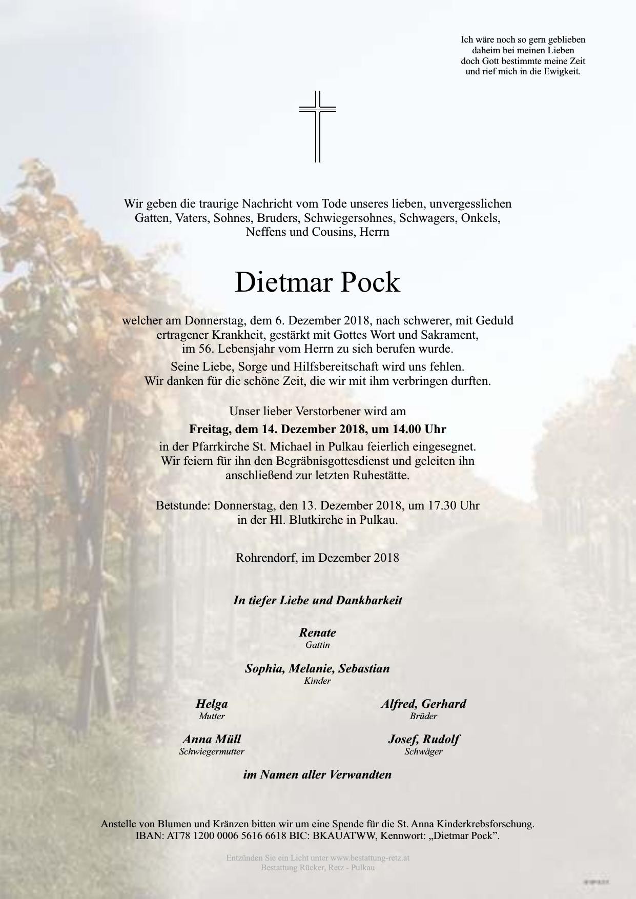 Traueranzeige von Dietmar Pock
