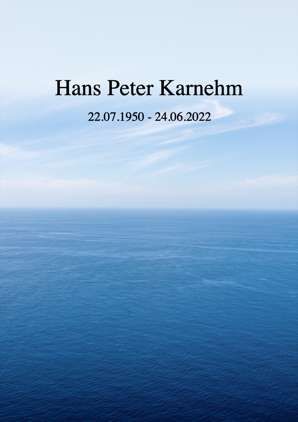 Traueranzeige von Hans Peter Karnehm