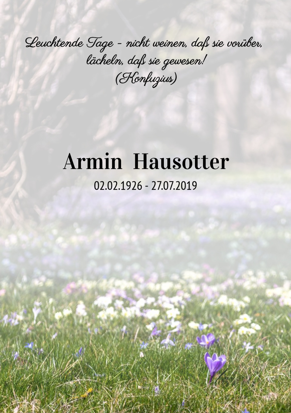 Traueranzeige von Armin Hausotter