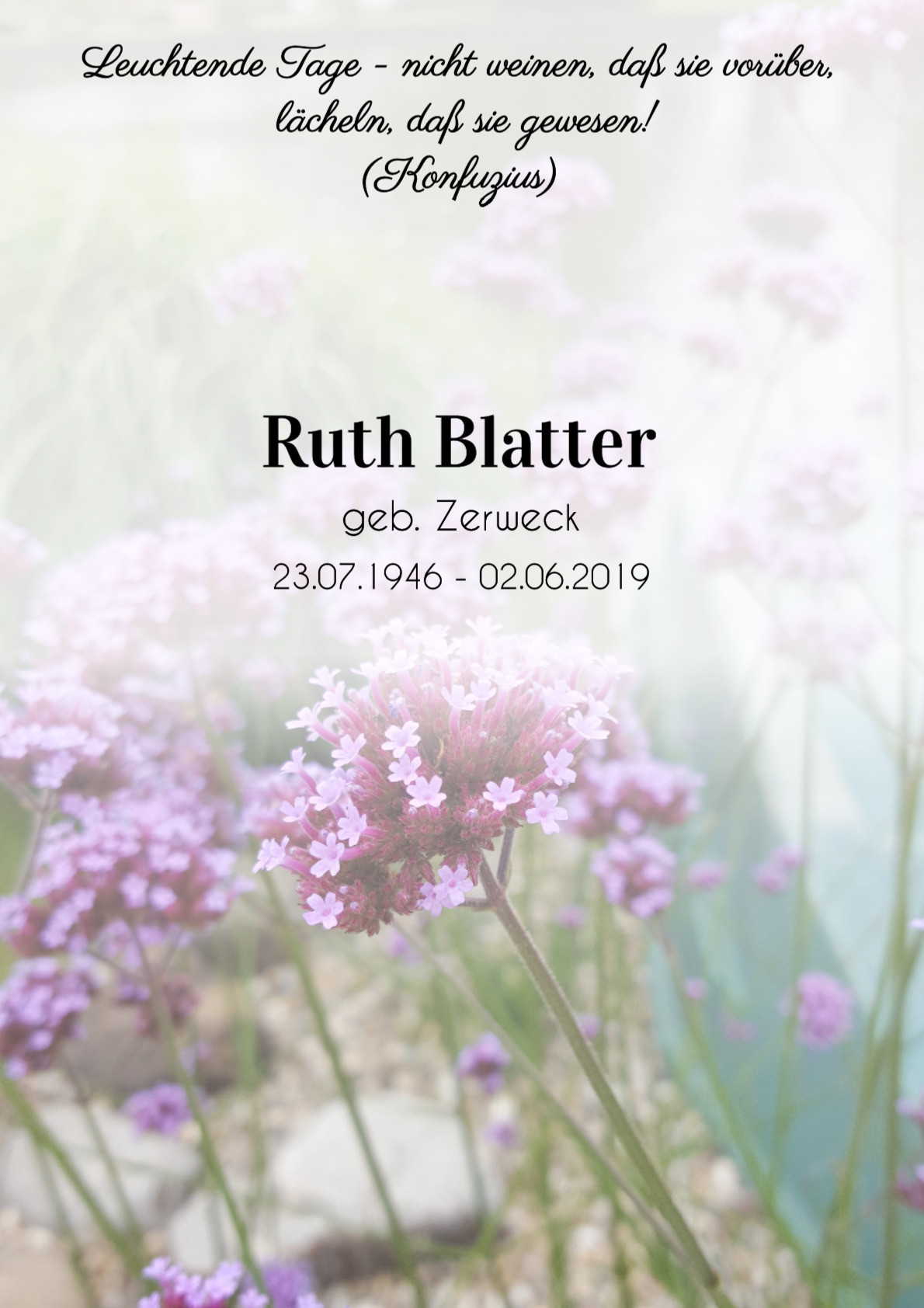 Traueranzeige von Ruth Blatter