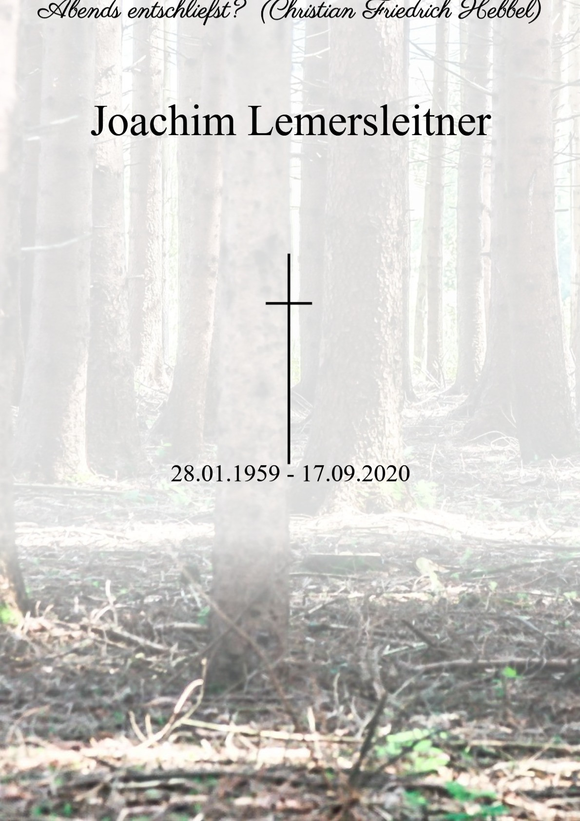 Traueranzeige von Joachim Lemersleitner