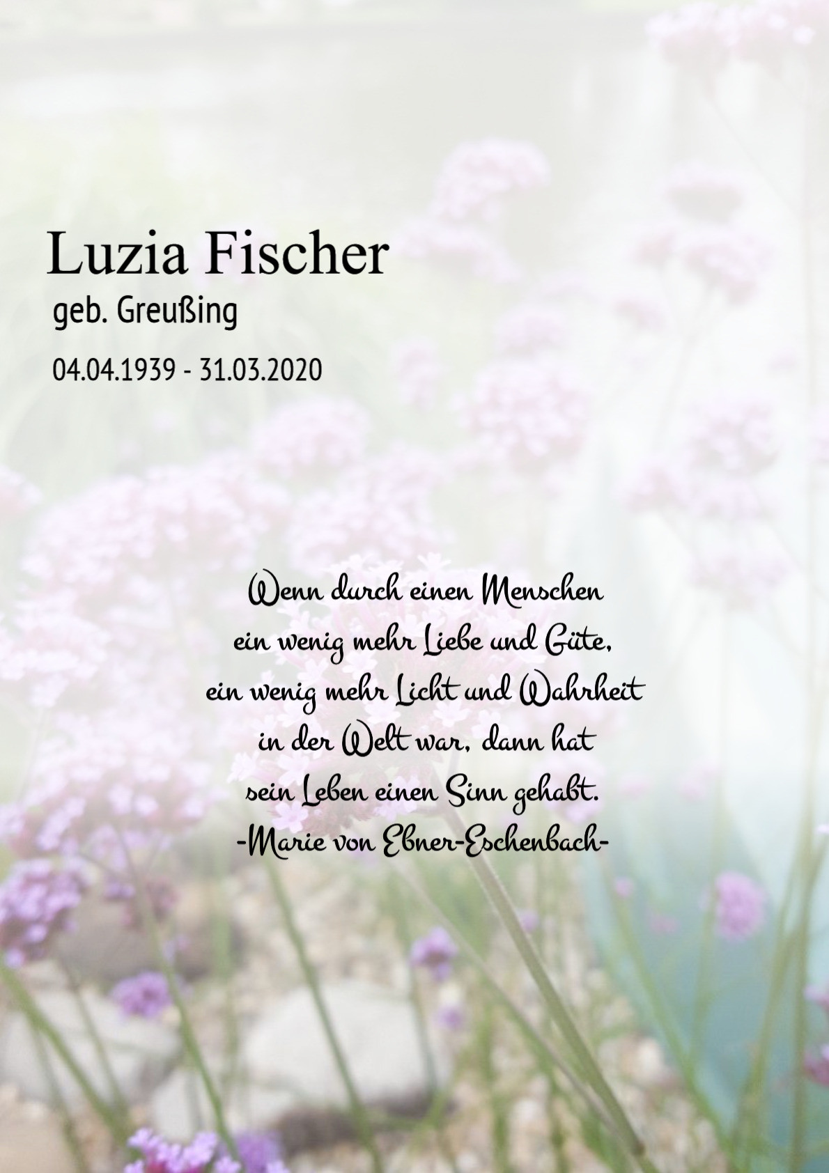 Traueranzeige von Luzia Fischer