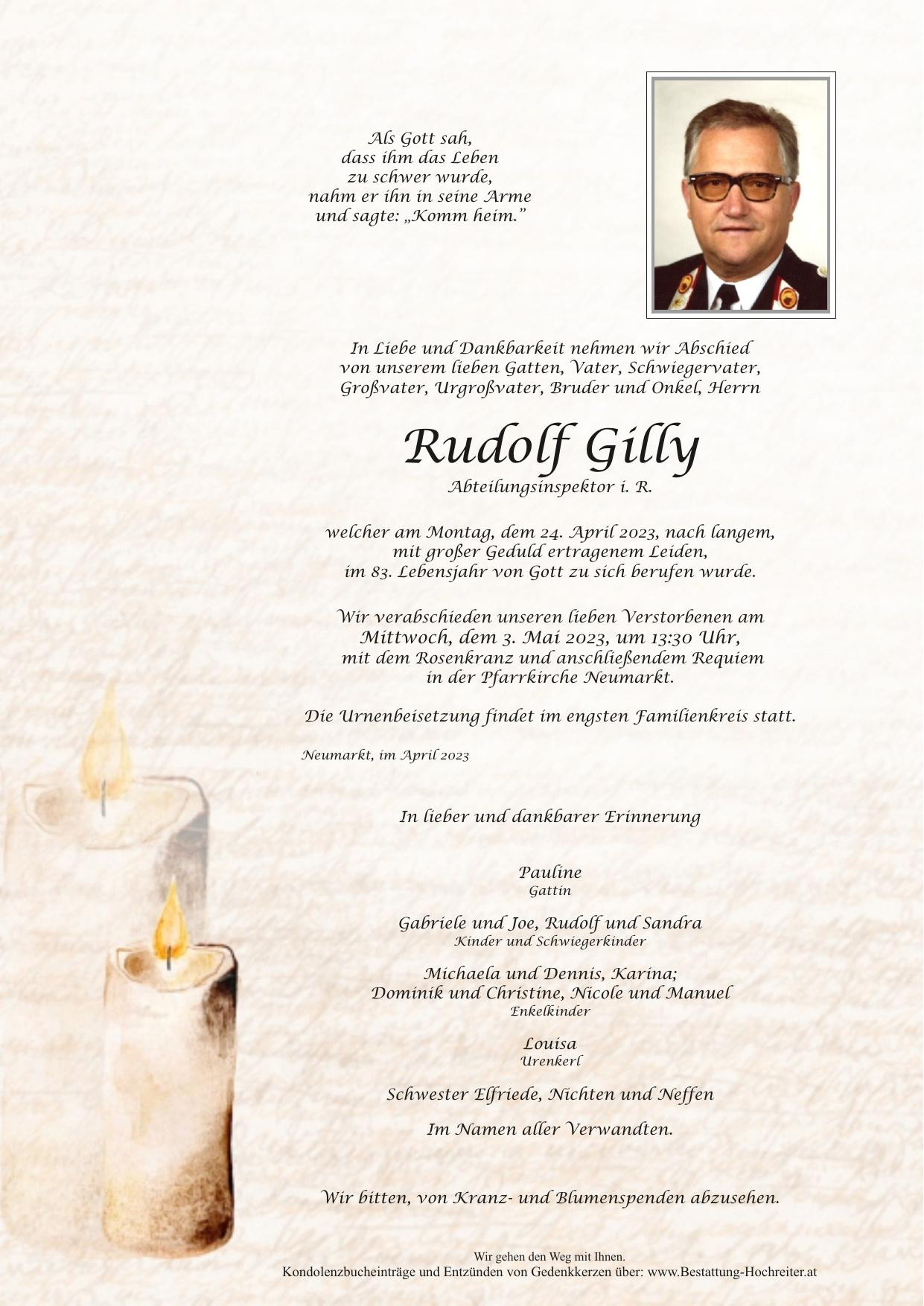 Traueranzeige von Rudolf Gilly