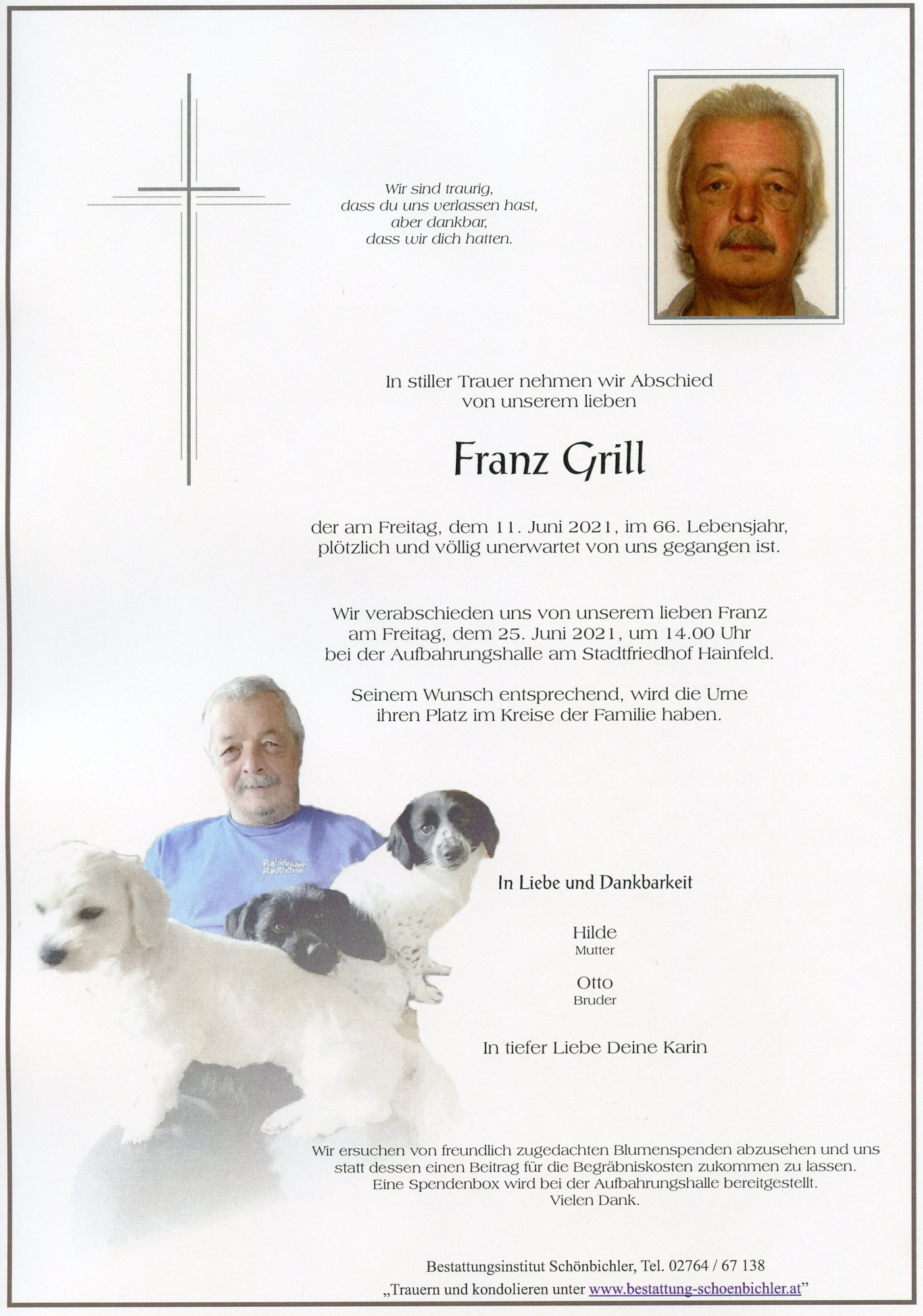 Traueranzeige von Franz Grill