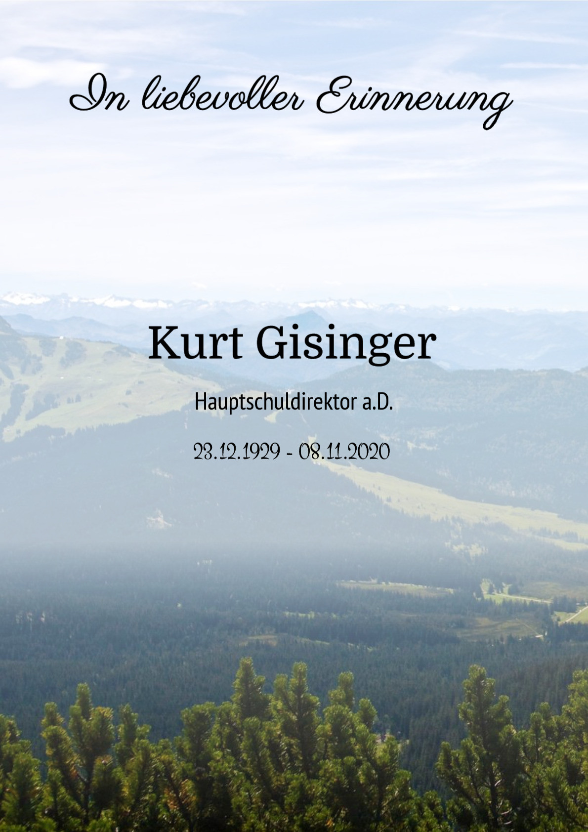 Traueranzeige von Kurt Gisinger