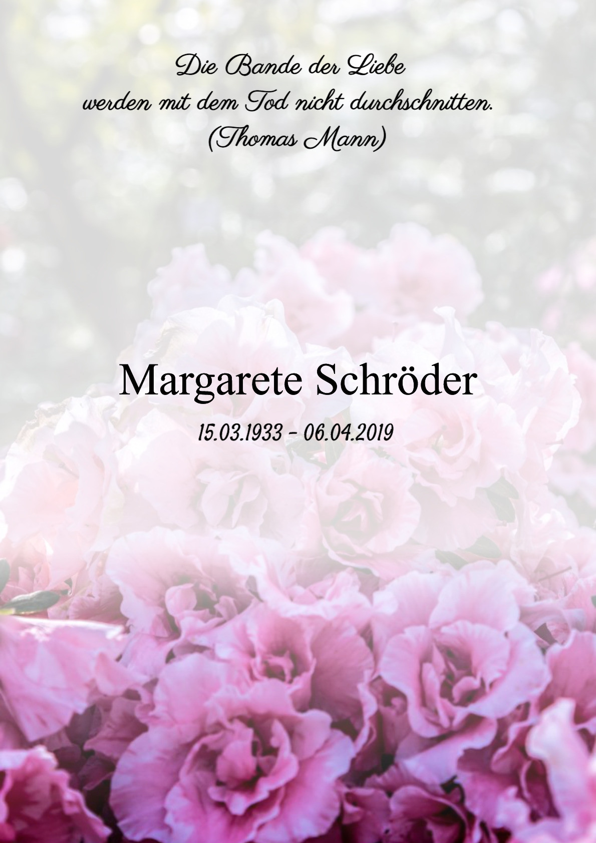 Traueranzeige von Margarete Schröder