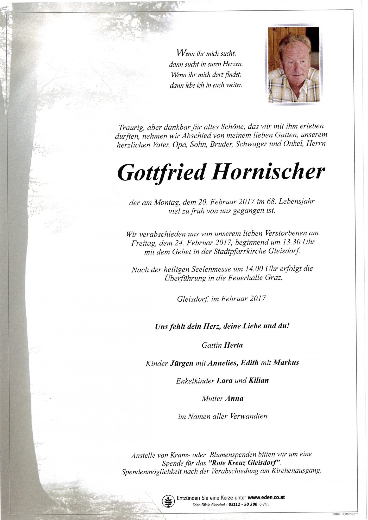 Traueranzeige von Gottfried Hornischer