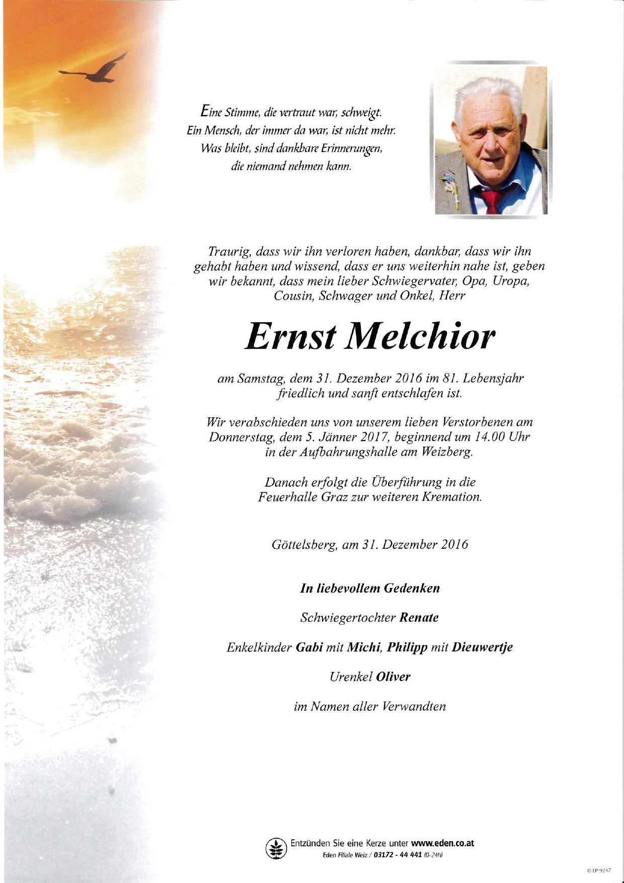 Traueranzeige von Ernst Melchior