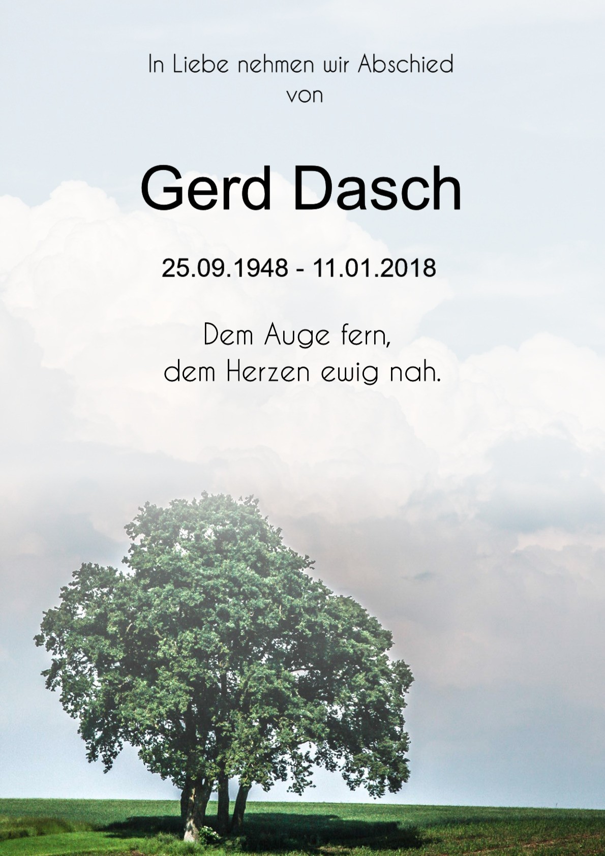 Traueranzeige von Gerd Dasch