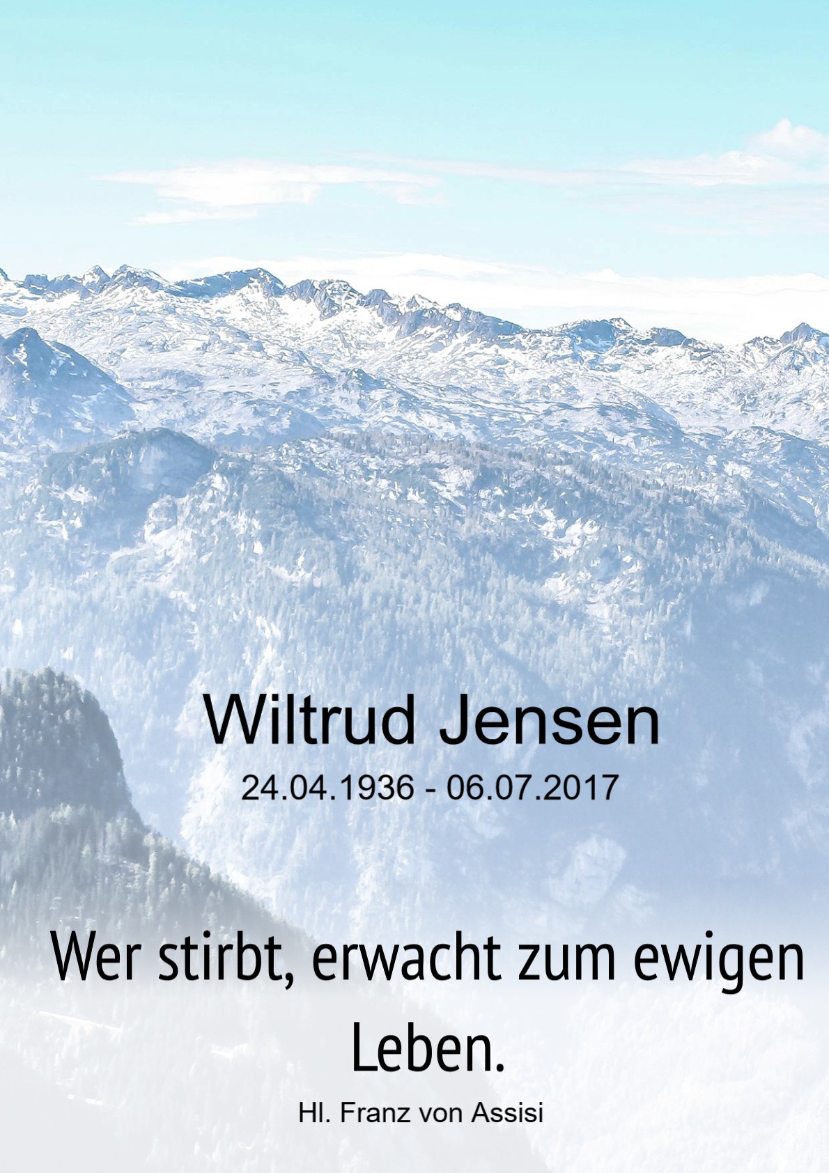 Traueranzeige von Wiltrud Jensen