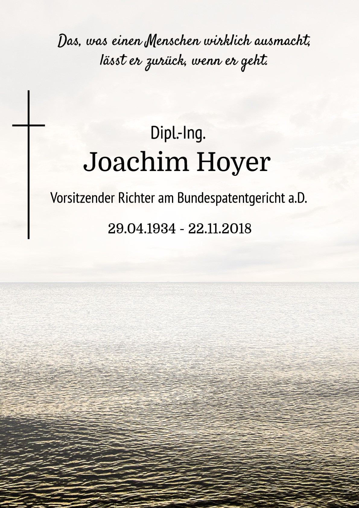 Traueranzeige von Dipl.-Ing. Joachim Hoyer