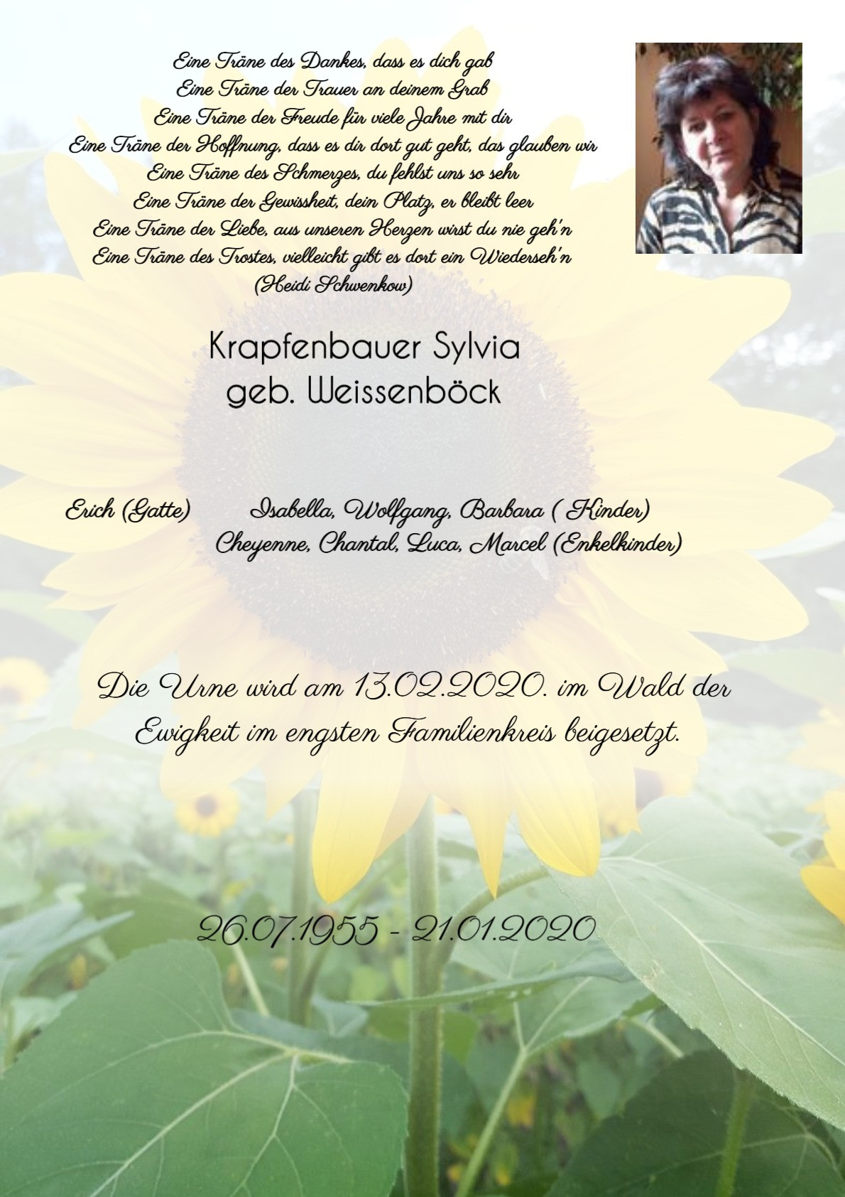 Traueranzeige von Sylvia Krapfenbauer