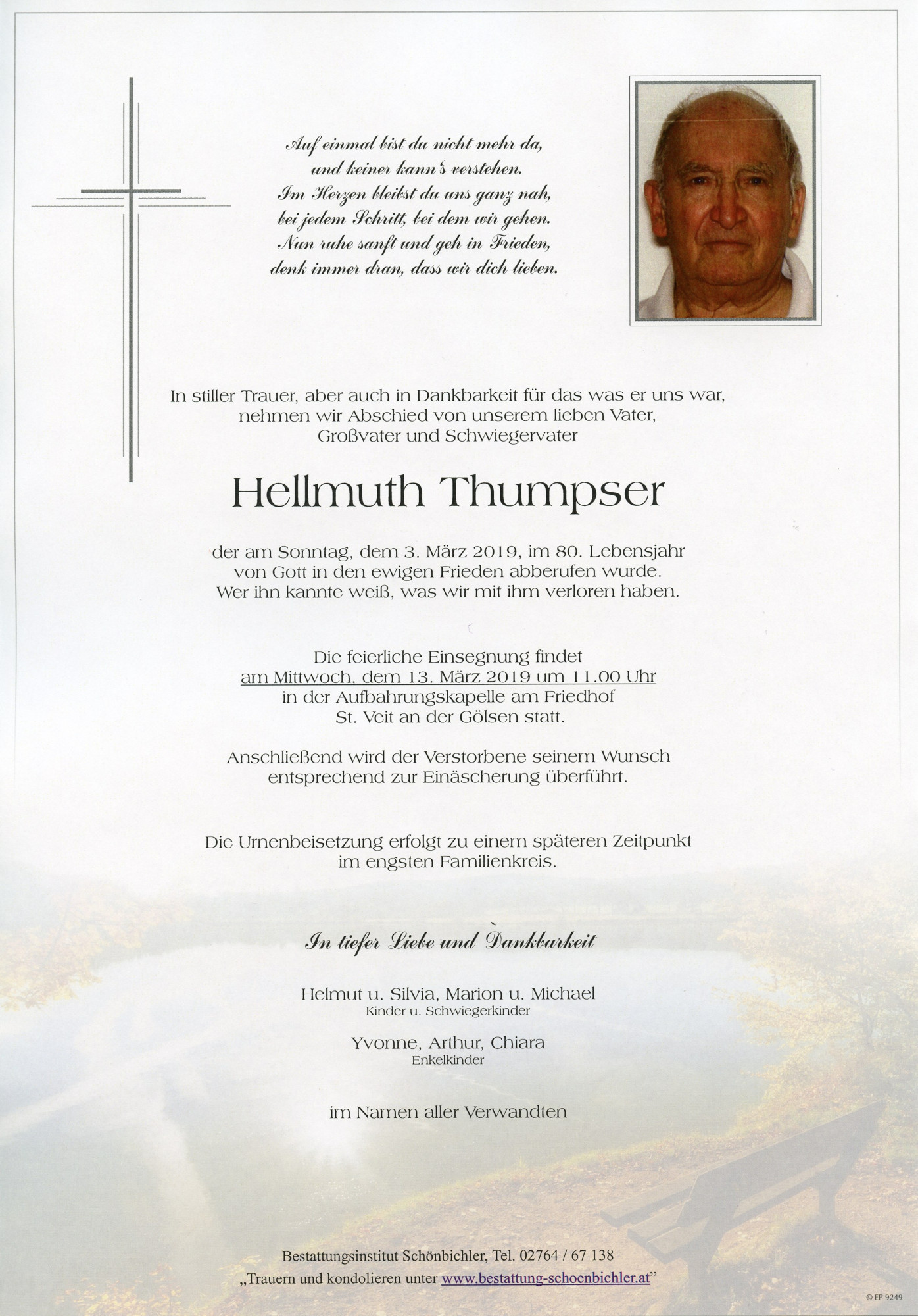 Traueranzeige von Hellmuth Thumpser